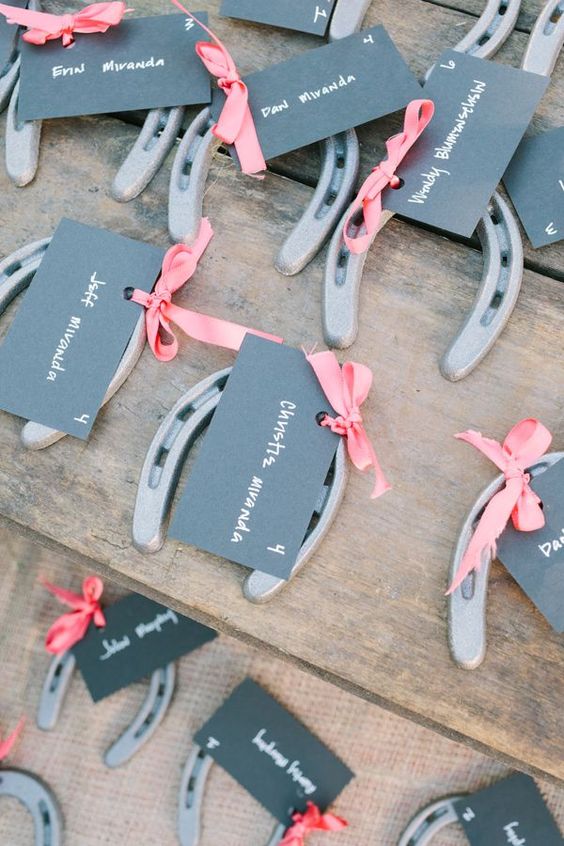 30 Styling Horseshoe Ideas For A Rustic Farm Wedding 26 rustic wedding heaven with these adorable horseshoe escort cards