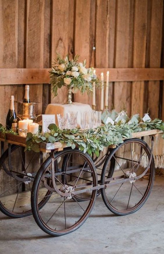 wagon wedding favor table display idea