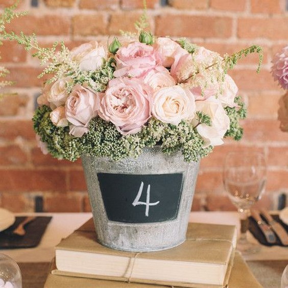 Blackboard Bucket Wedding Centrepiece