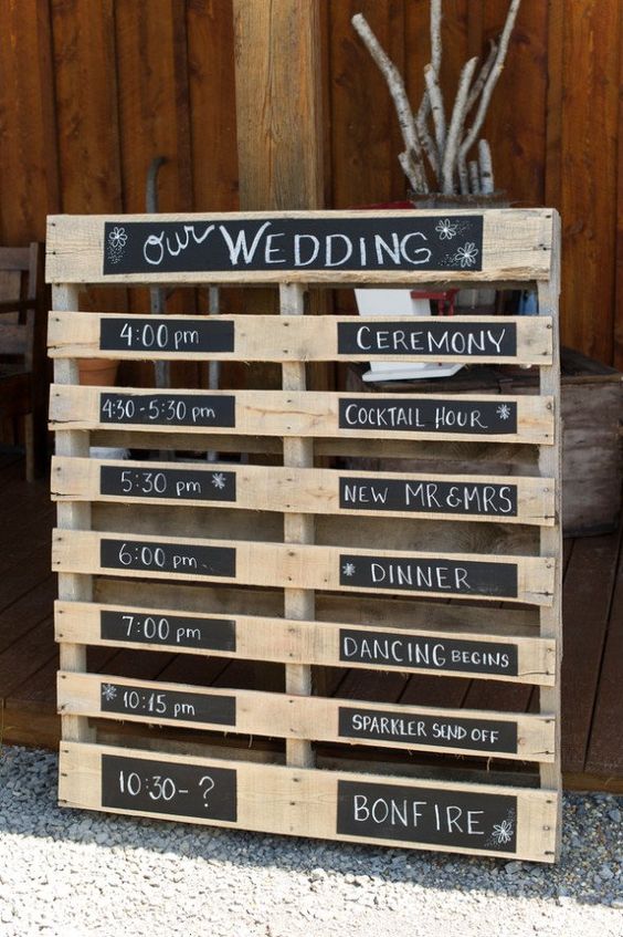 DIY pallet chalkboard rustic wedding sign