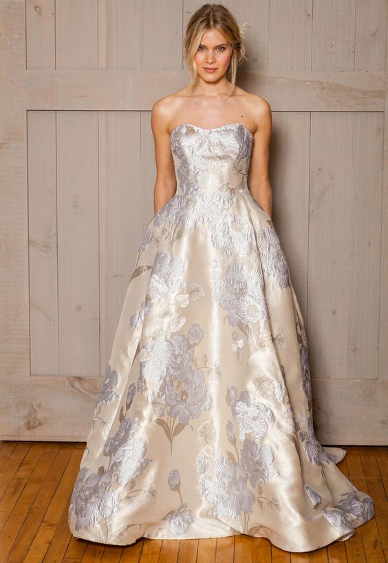 David's Bridal Fall 2016 ivory floral printed wedding dress