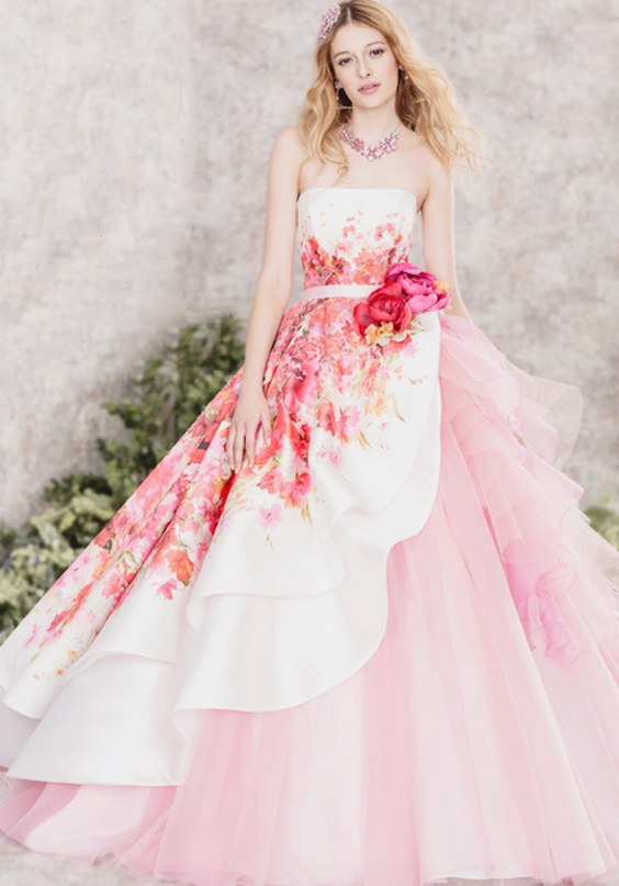 Hardy Amies London Pink Printed Wedding Dress