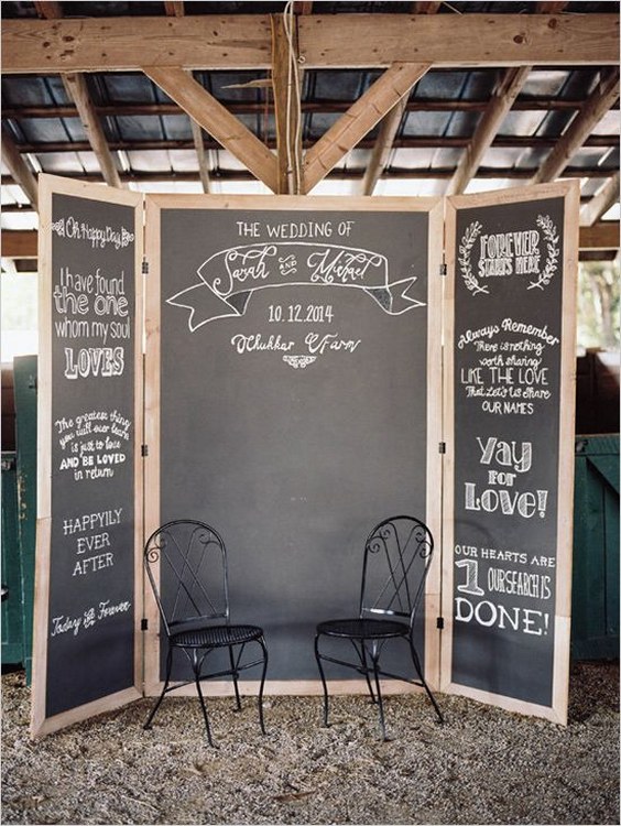Photo Booth Ideas Chalkboard backdrop with name and date