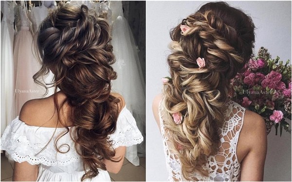 Image of Updo with flowers hairstyle for long hair