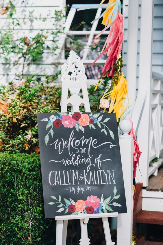 chalkboard inspired wedding signs - photo by Jess Jackson Photographer