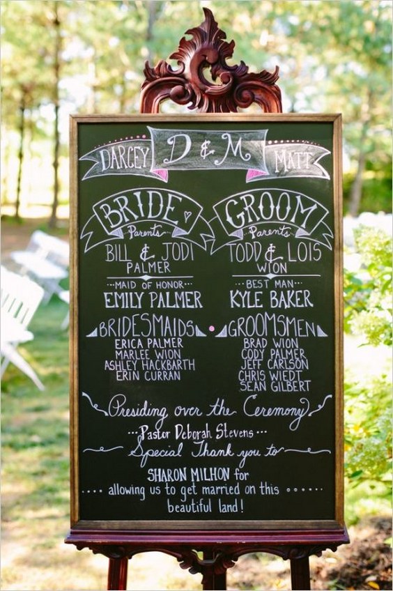 chalkboard wedding program that we absolutely love