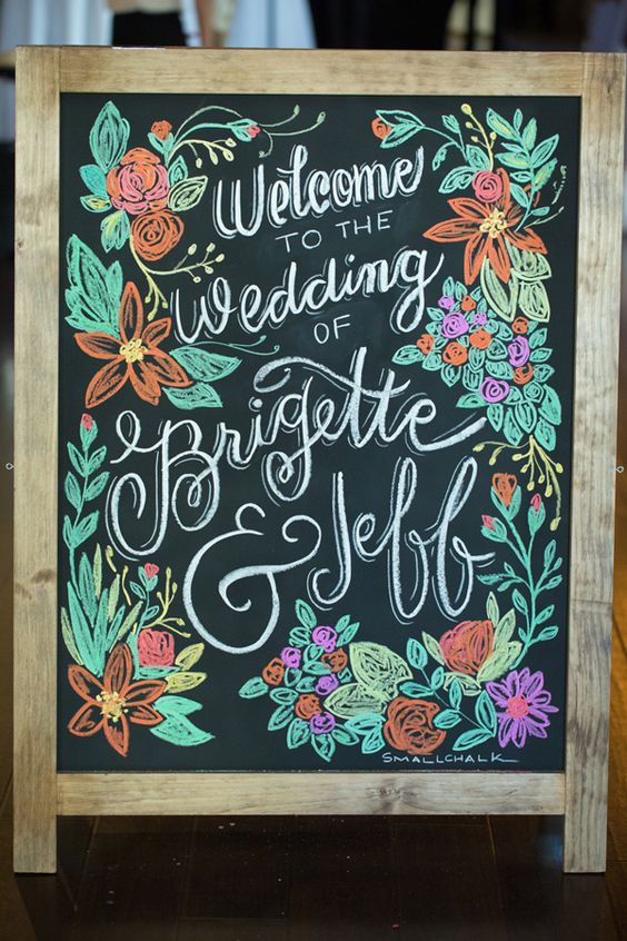 colored chalk wedding sign