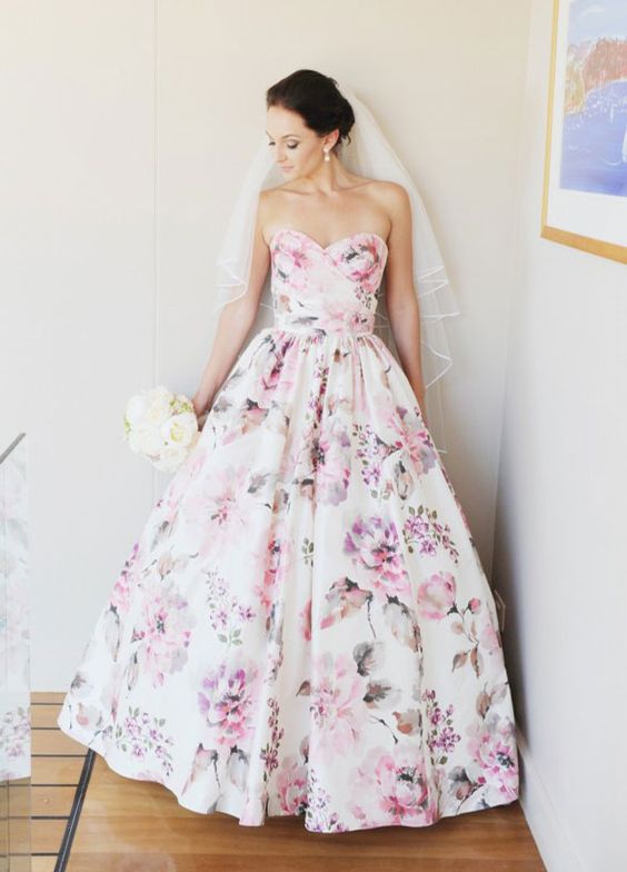 pink and purple Colored Wedding Dresses