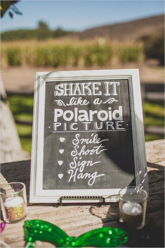 polaroid picture guestbook chalkboard sign