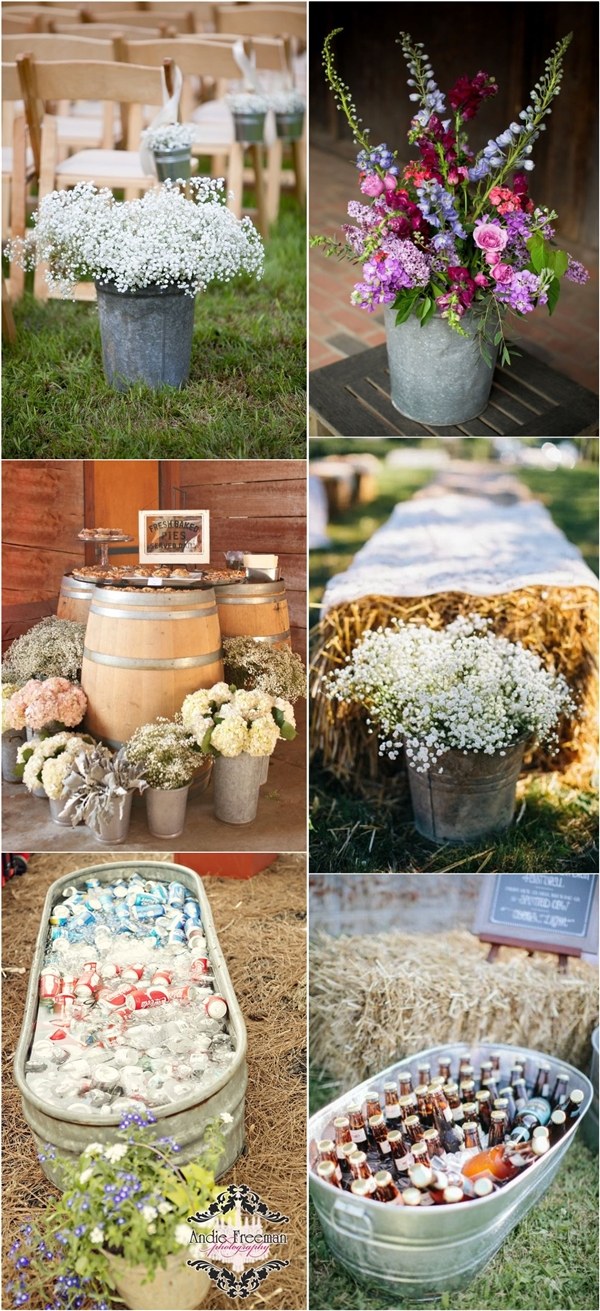 rustic buckets tubs wedding ideas