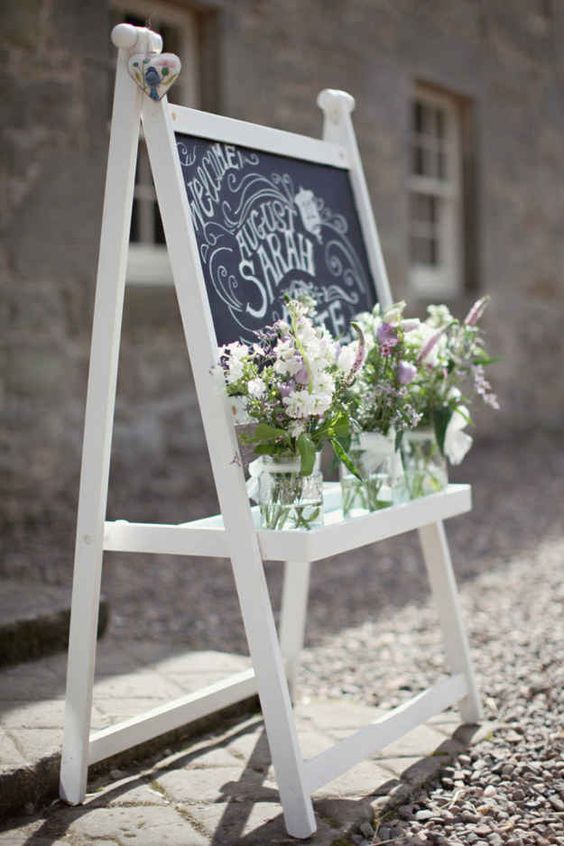 rustic white ladder chalkboard wedding decor ideas
