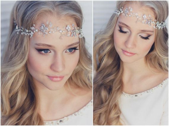 Pearl Flower Crown Headband Wedding Hair Bridal Tiara Band Crystal Women  Wreath | eBay