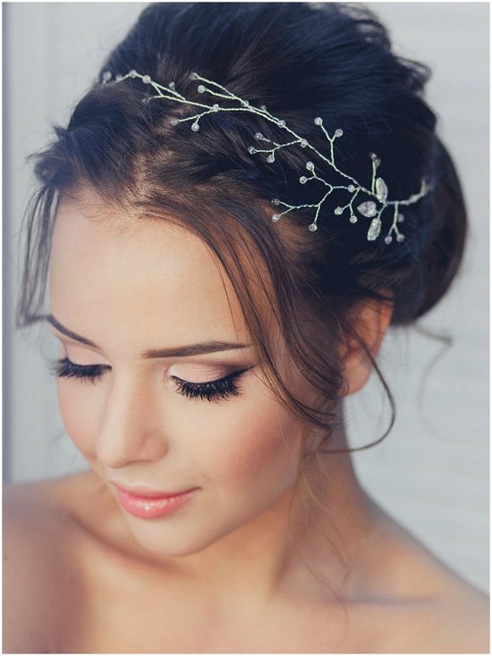 Crystal Decorated Wedding Bridal HeadBand Head Band Bridal Halo Tiara Diadem Bridal Hair Vine