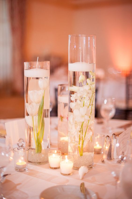 Cylinder Themed Centerpieces with Candle