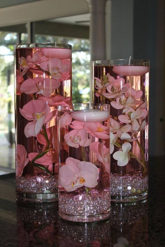 DIY floating candle centerpiece with flower