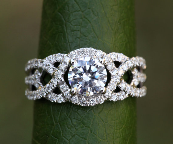 Diamond Halo Twist Engagement Ring