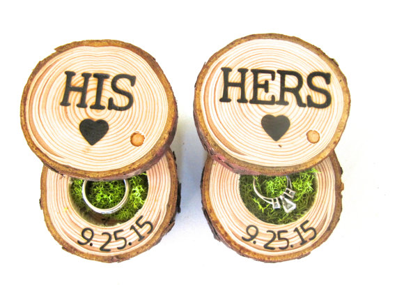 His and Hers Rustic Wood Wedding Ring Box