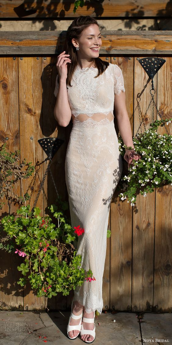 Noya Bridal two piece lace crop top wedding dress