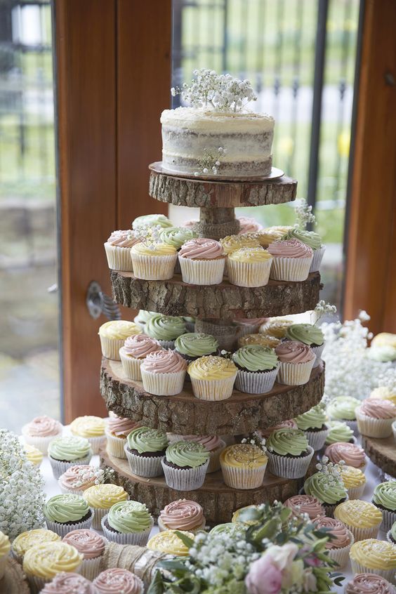 Pastel Wedding Cupcake Tower