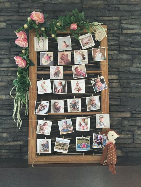 Photo display for a magical woodland themed birthday party