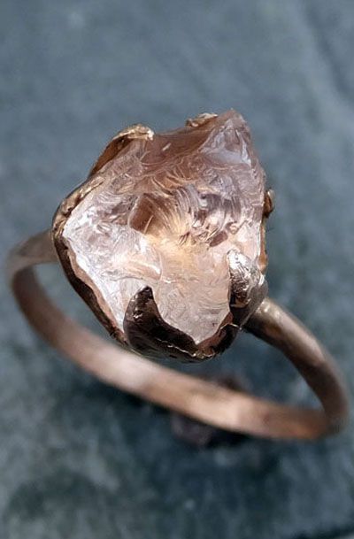 Raw Rough Morganite 14k Rose gold Ring