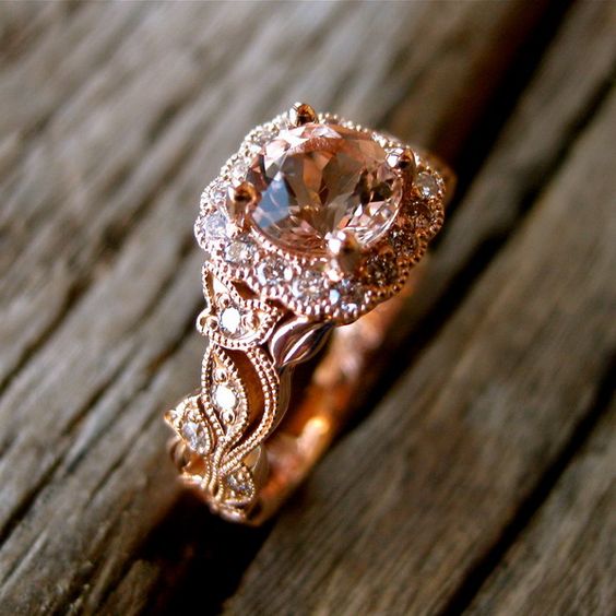 Rose Gold Halo Wedding Engagement Rings
