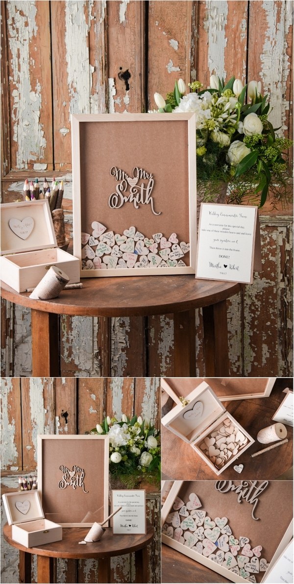 Rustic Laser Cut Wood Wedding Guest Book-Mr&Mrs Smith