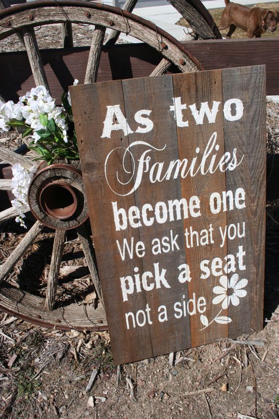 Rustic Wedding Sign As Two Families Become One by RusticlyInspired