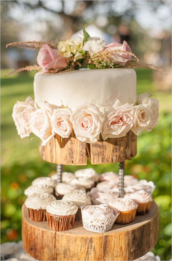 Shabby chic backyard wedding cupcake