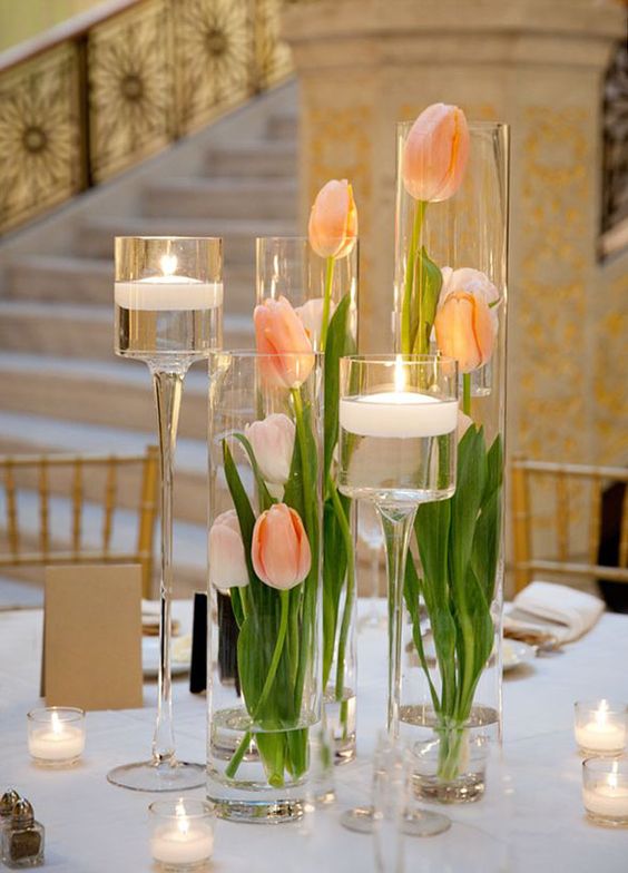 Tulips floating wedding centerpiece