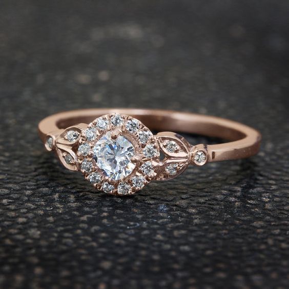 Unique Diamond Engagement Ring with Pave by SillyShinyDiamonds