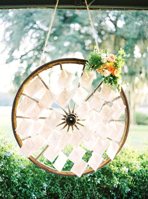 Wagon Wheel Escort Card Display