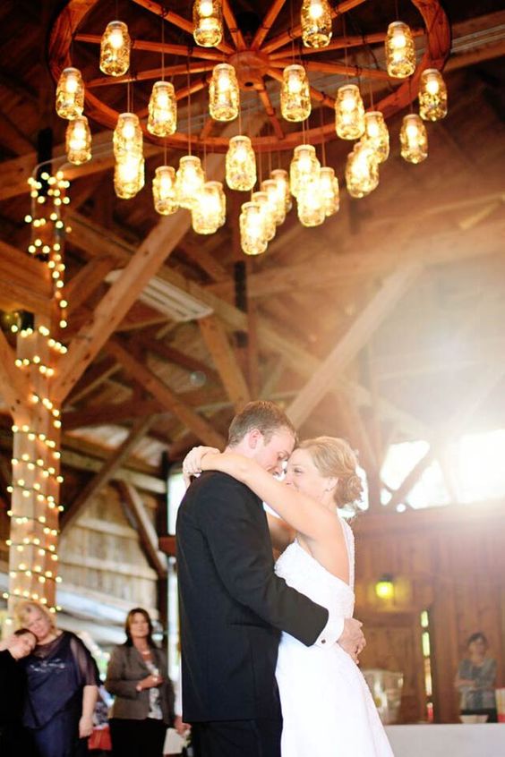 Wagon Wheel Wedding Chandelier for Country Barn Wedding