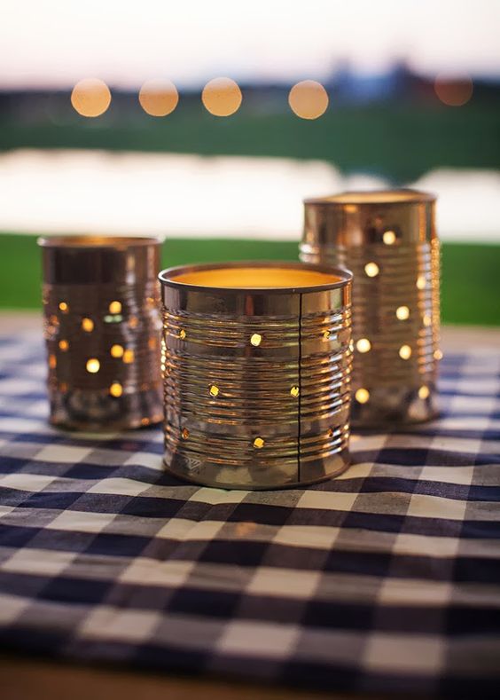 cans wedding centerpiece for BBQ weddings