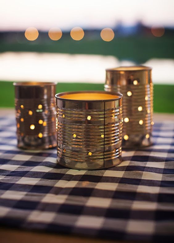 Top 25 Rustic Barbecue BBQ Wedding Ideas 26 cans wedding centerpiece for BBQ weddings