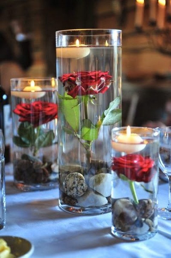 floating roses wedding centerpiece