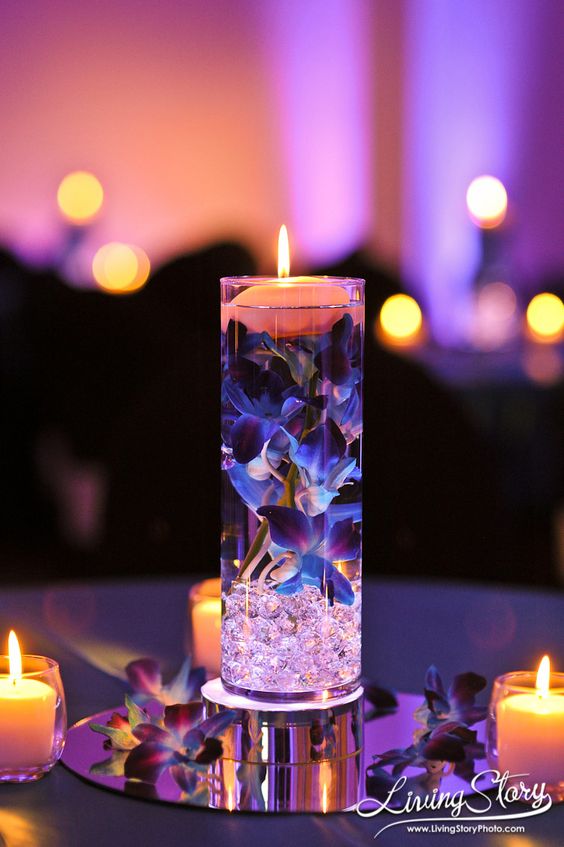 purple fall floating wedding centerpiece