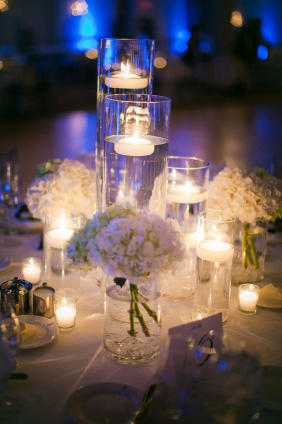 romantic candle wedding centerpiece