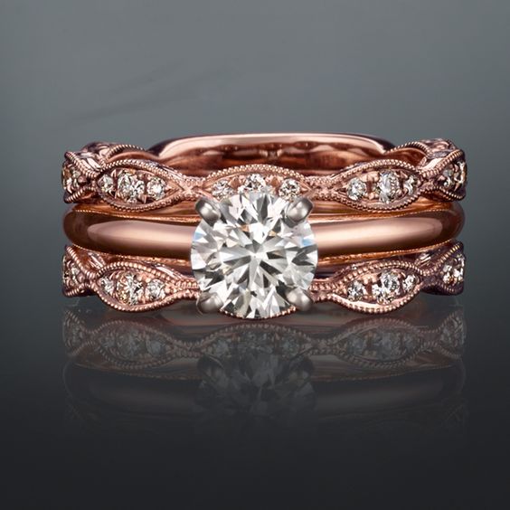 rose gold wedding set from Shane Co.