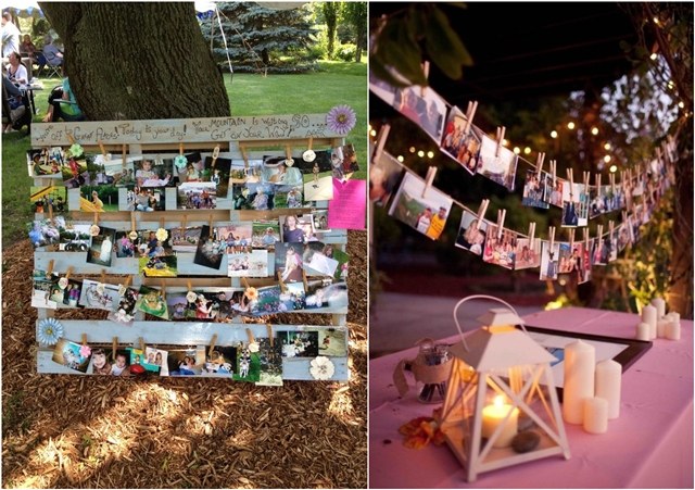 rustic wedding photo display ideas