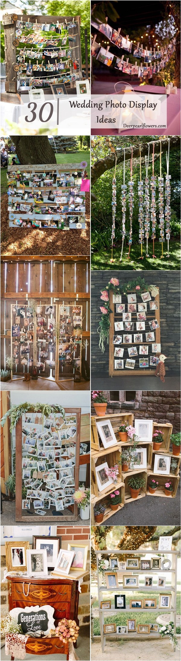 rustic wedding photo display wedding decor ideas