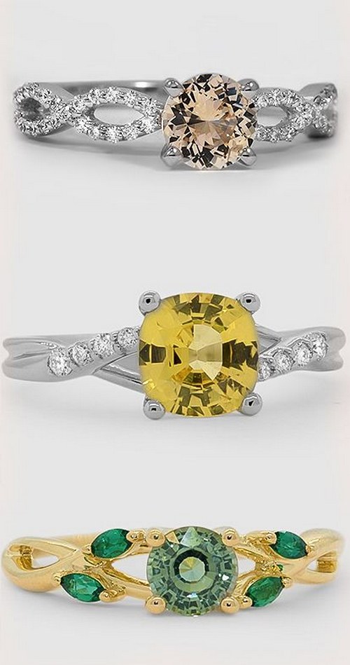 twist colorful engagement rings