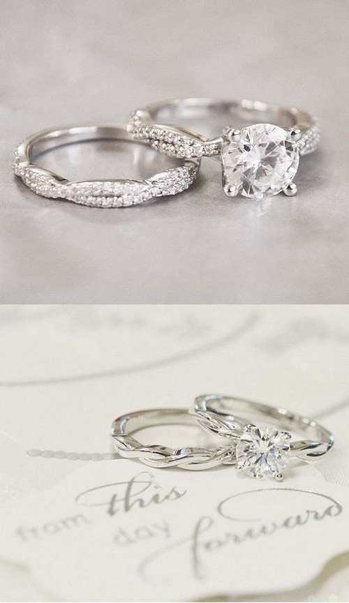 twist vintage wedding rings set