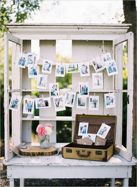 vintage wedding photo display idea