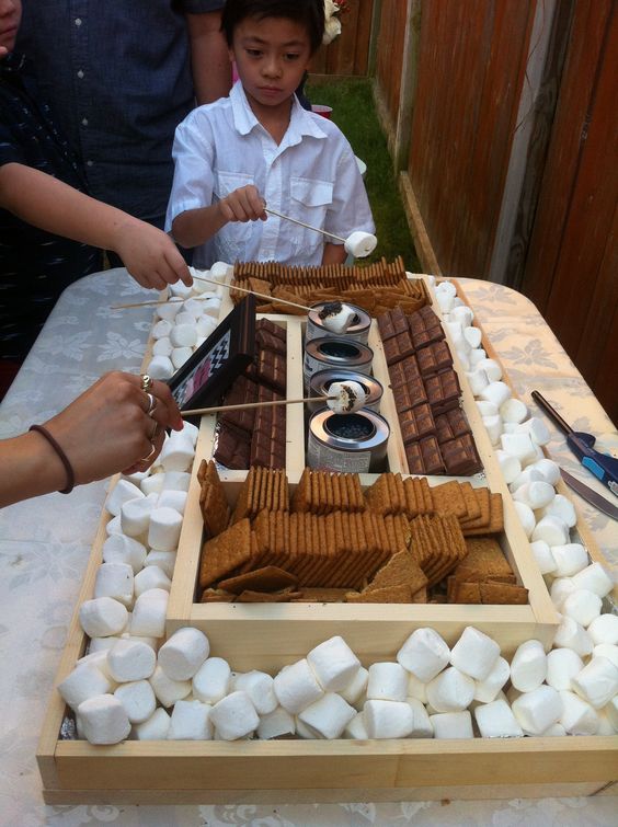 30 Trendy Wedding S'more, Cookies & Milk Bar Ideas 26 wedding party DIY s'mores bar