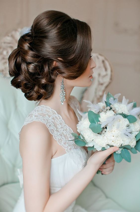 Beautiful softly curled upswept hairstyle