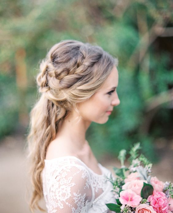Boho braided wedding hairstyle