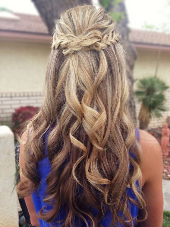 Braided half up half down hairstyles for Wedding & prom