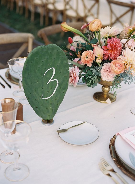Cactus Wedding Table Number