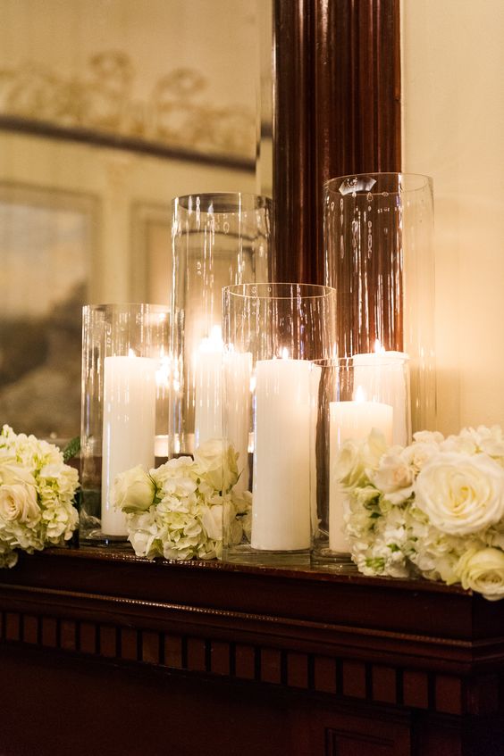 Candle covered ballroom wedding